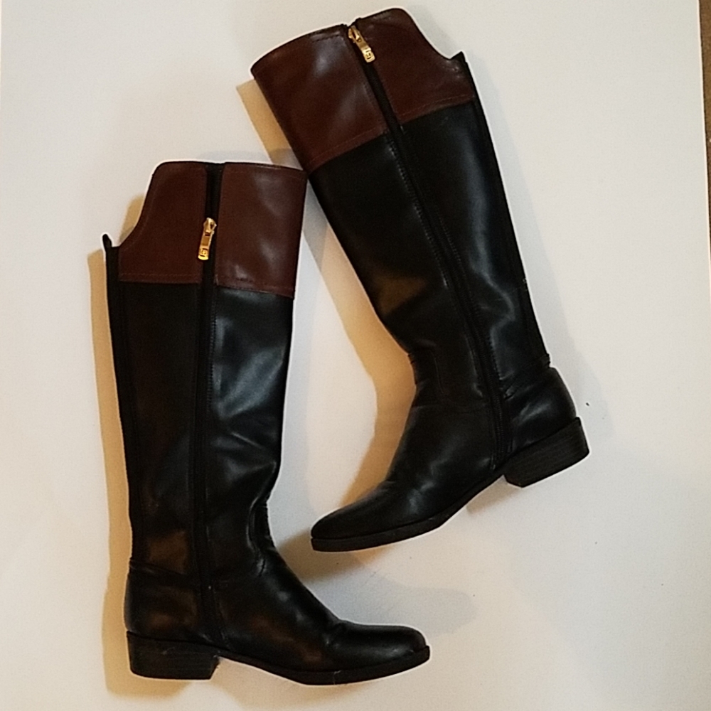 Brown and black tall boots - Picture 2 of 8